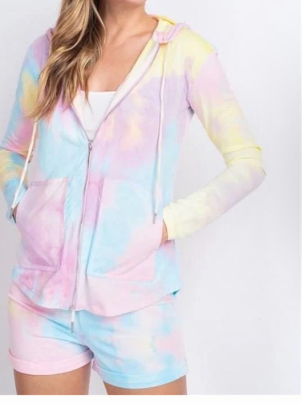 NWT Rose Velvet Tie-Dye Hoodie & Shorts Lounge Set